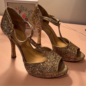 Gianni Bini Gold Glitter Platforms